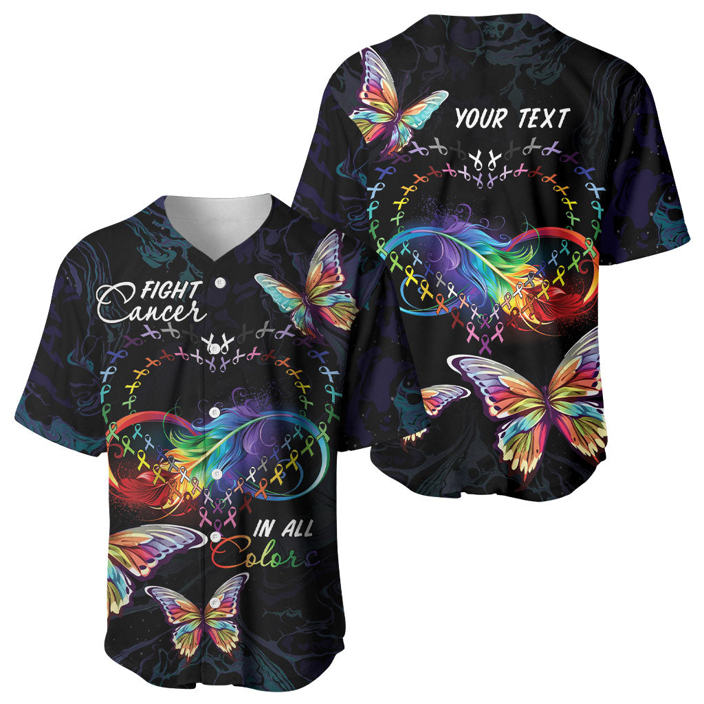Fight Cancer In All Colors Personalized Baseball Jersey Whimsical Butterflies