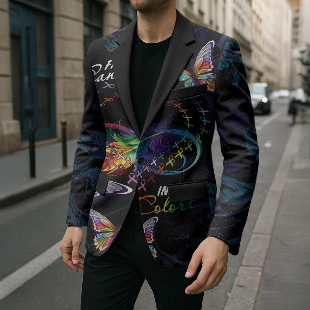 Fight Cancer In All Colors Personalized Blazer Whimsical Butterflies