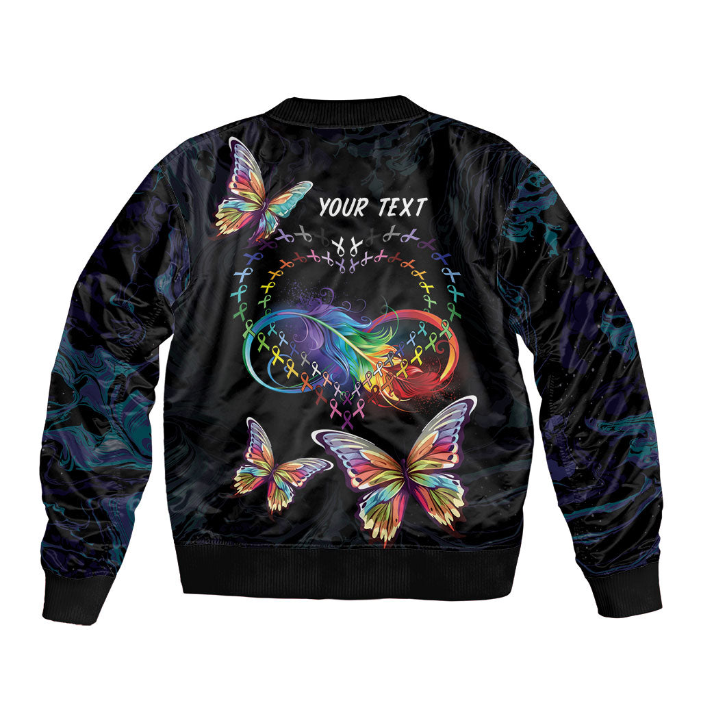 Fight Cancer In All Colors Personalized Bomber Jacket Whimsical Butterflies