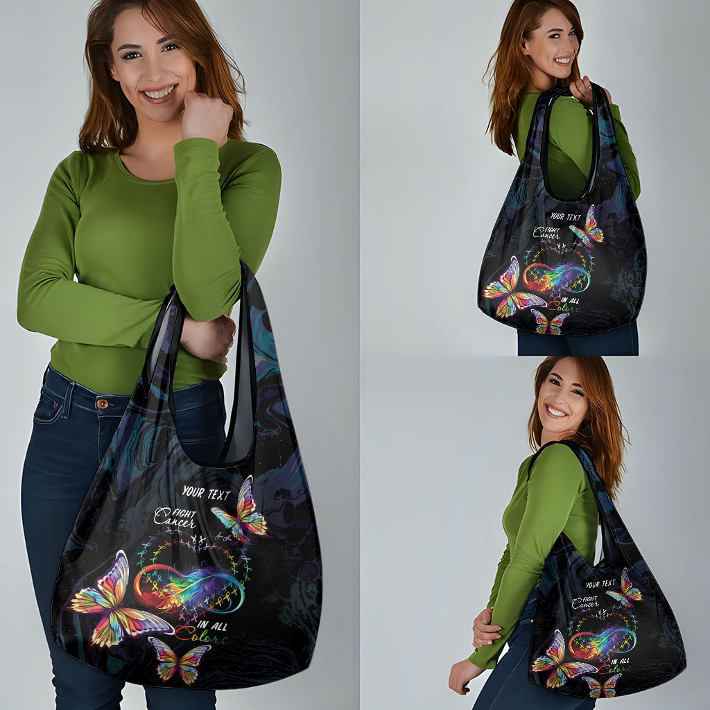 Fight Cancer In All Colors Personalized Grocery Bag Whimsical Butterflies