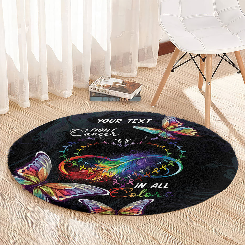 Fight Cancer In All Colors Personalized Round Carpet Whimsical Butterflies