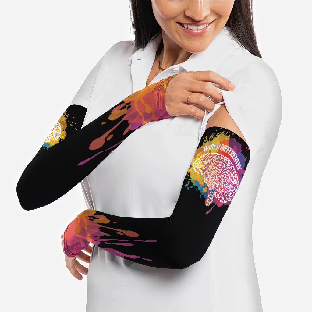 Autism Wired Differently Colors Splash Arm Sleeves