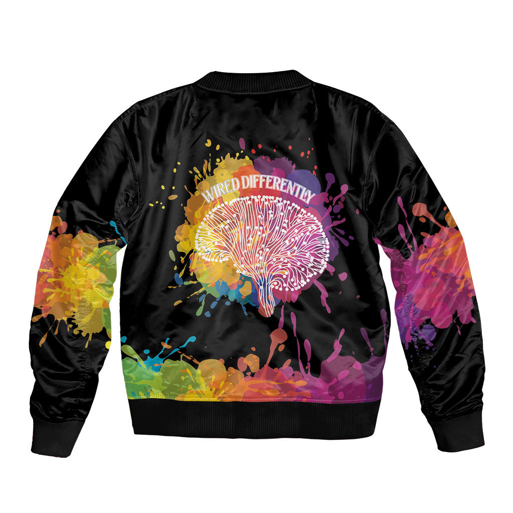 Autism Wired Differently Colors Splash Bomber Jacket