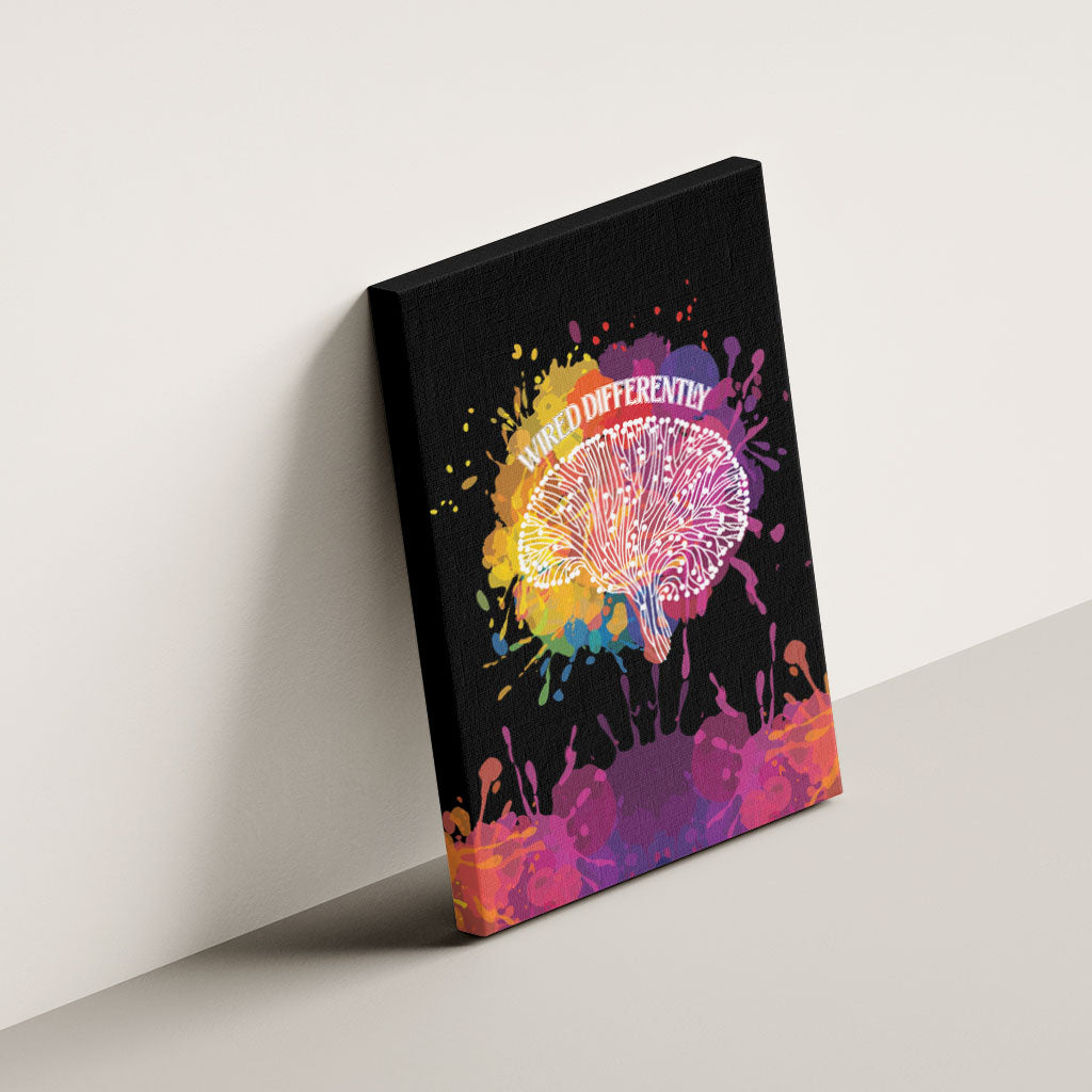 Autism Wired Differently Colors Splash Canvas Wall Art