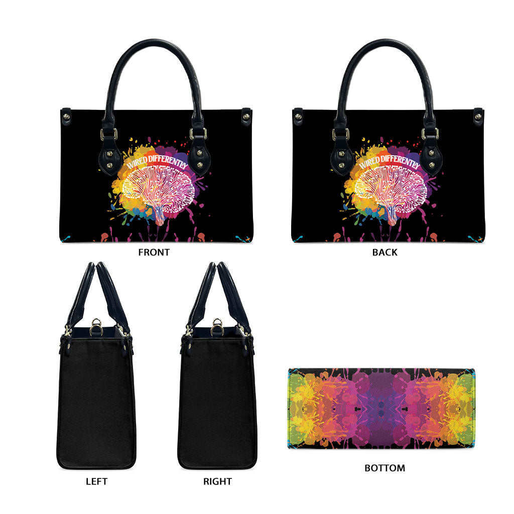 Autism Wired Differently Colors Splash Leather Bag