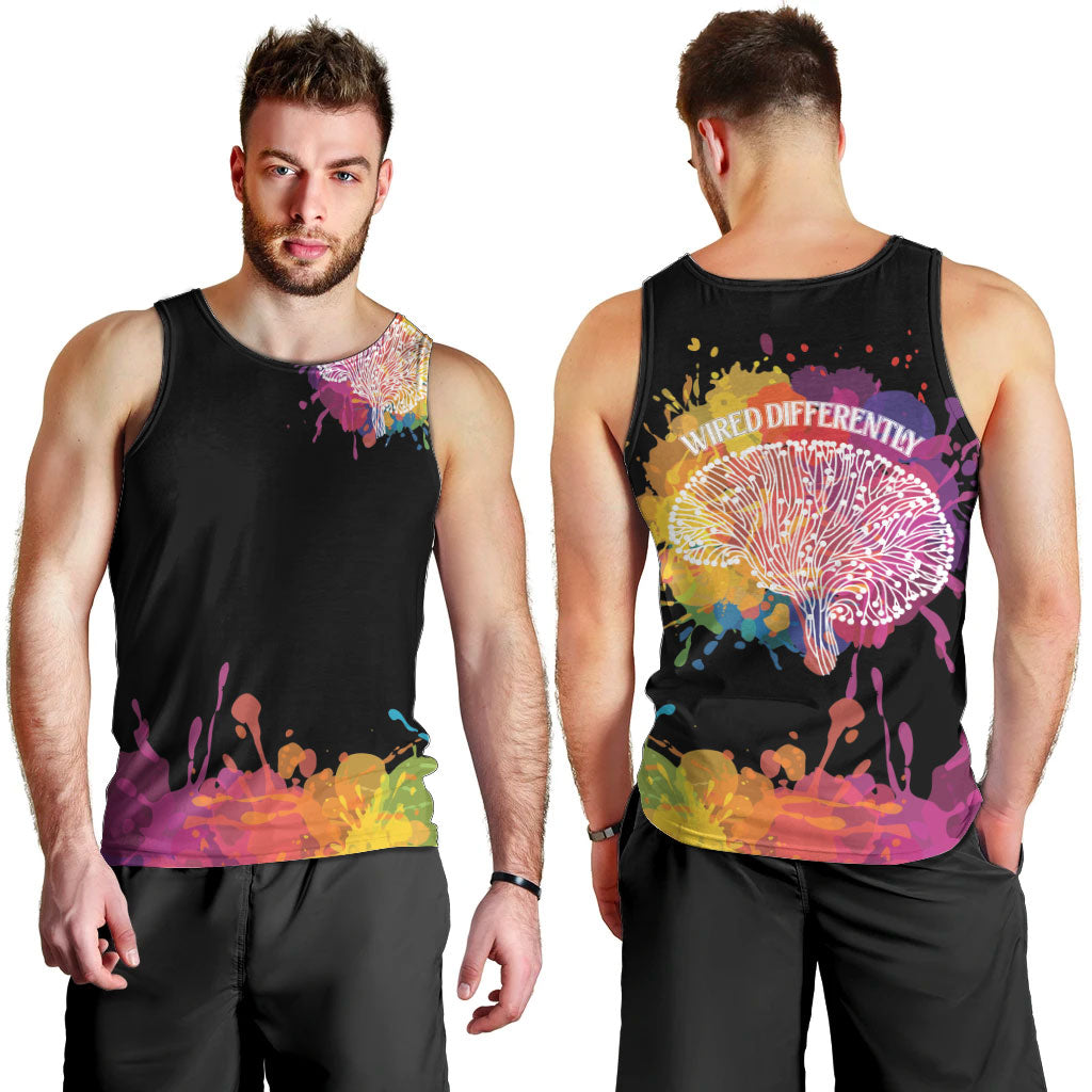 Autism Wired Differently Colors Splash Men Tank Top
