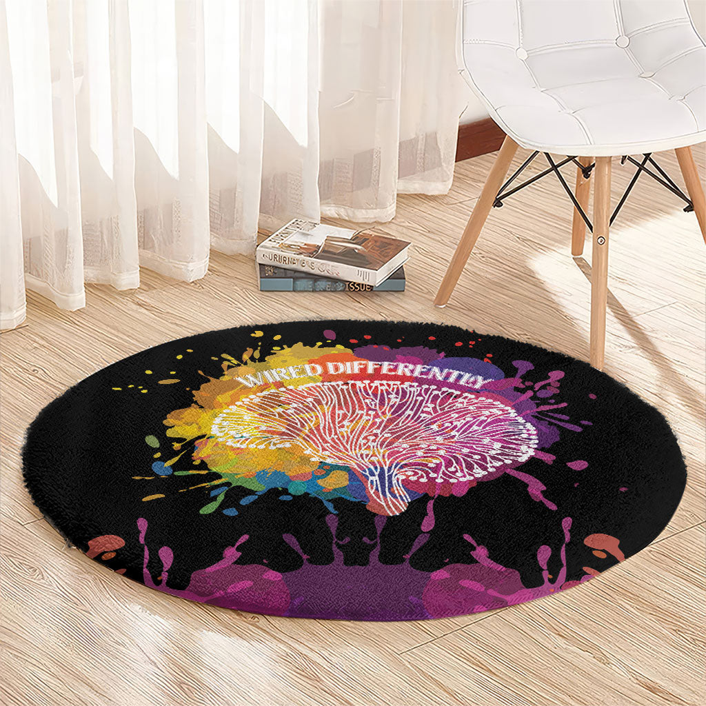 Autism Wired Differently Colors Splash Round Carpet