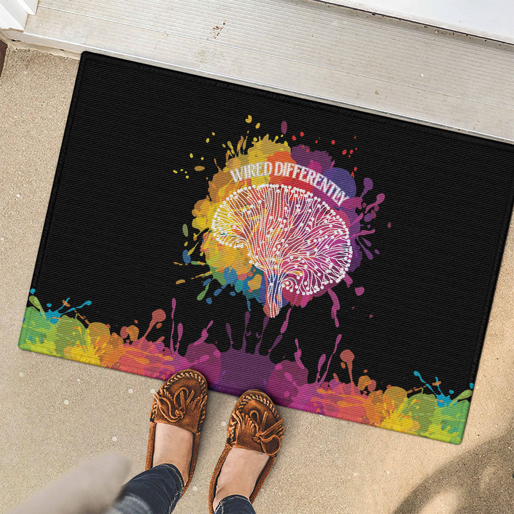 Autism Wired Differently Colors Splash Rubber Doormat