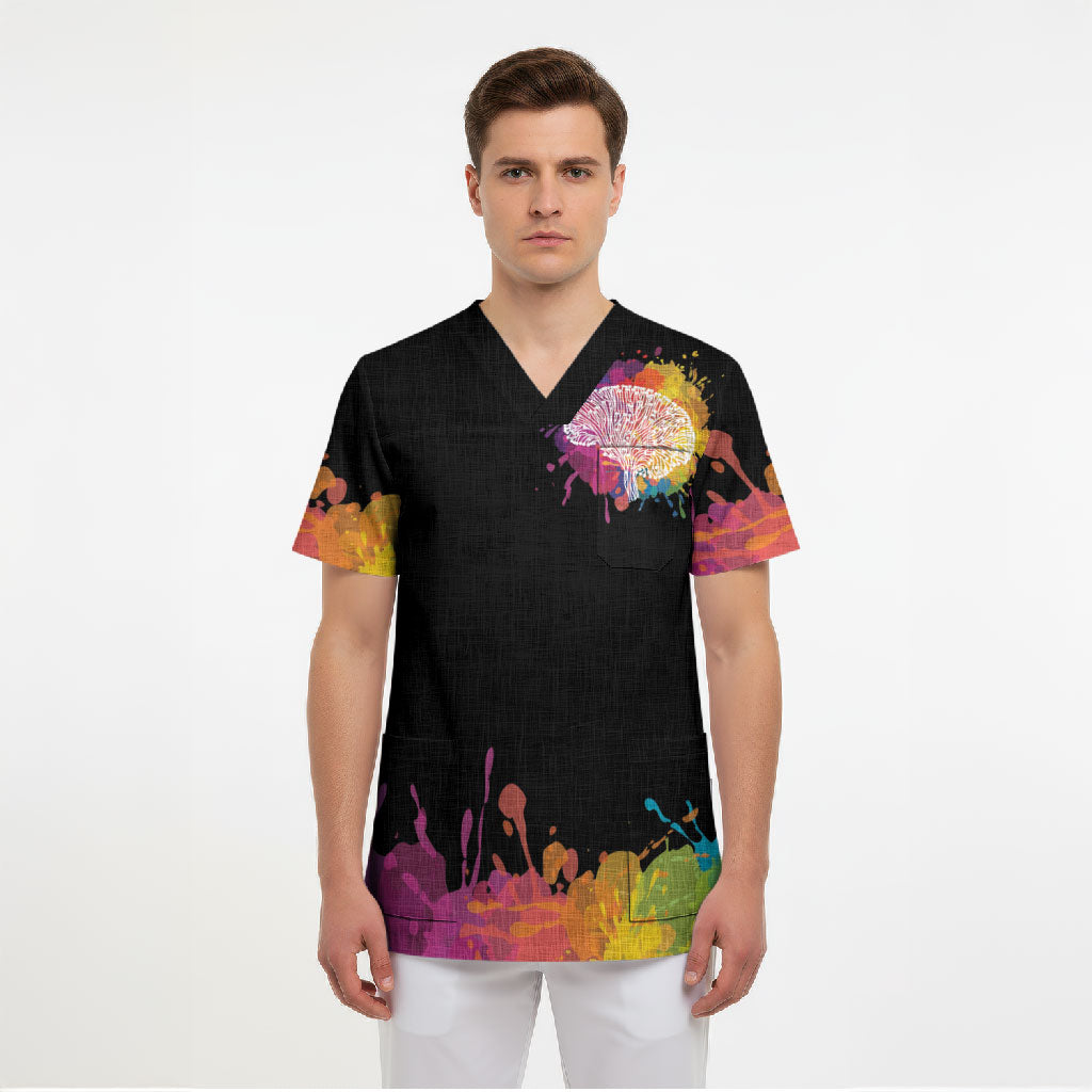 Autism Wired Differently Colors Splash Scrub Top