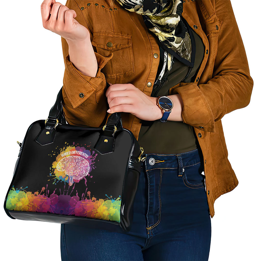 Autism Wired Differently Colors Splash Shoulder Handbag