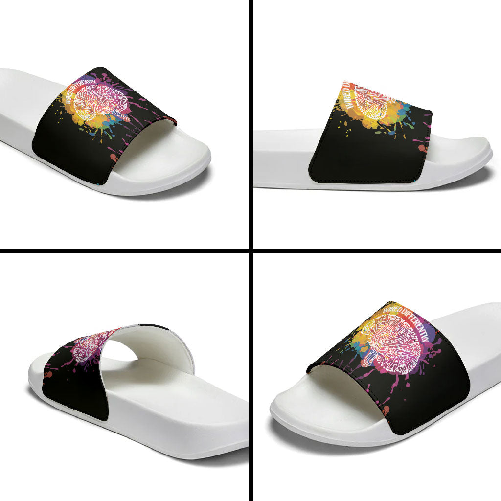 Autism Wired Differently Colors Splash Slide Sandals