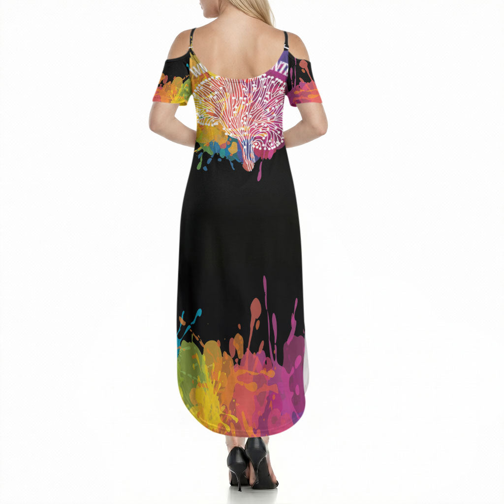 Autism Wired Differently Colors Splash Summer Maxi Dress