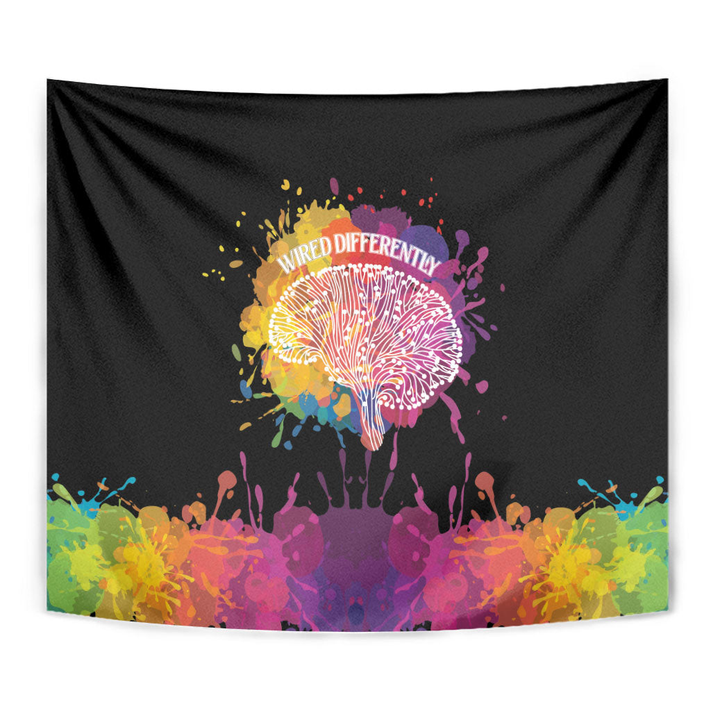 Autism Wired Differently Colors Splash Tapestry