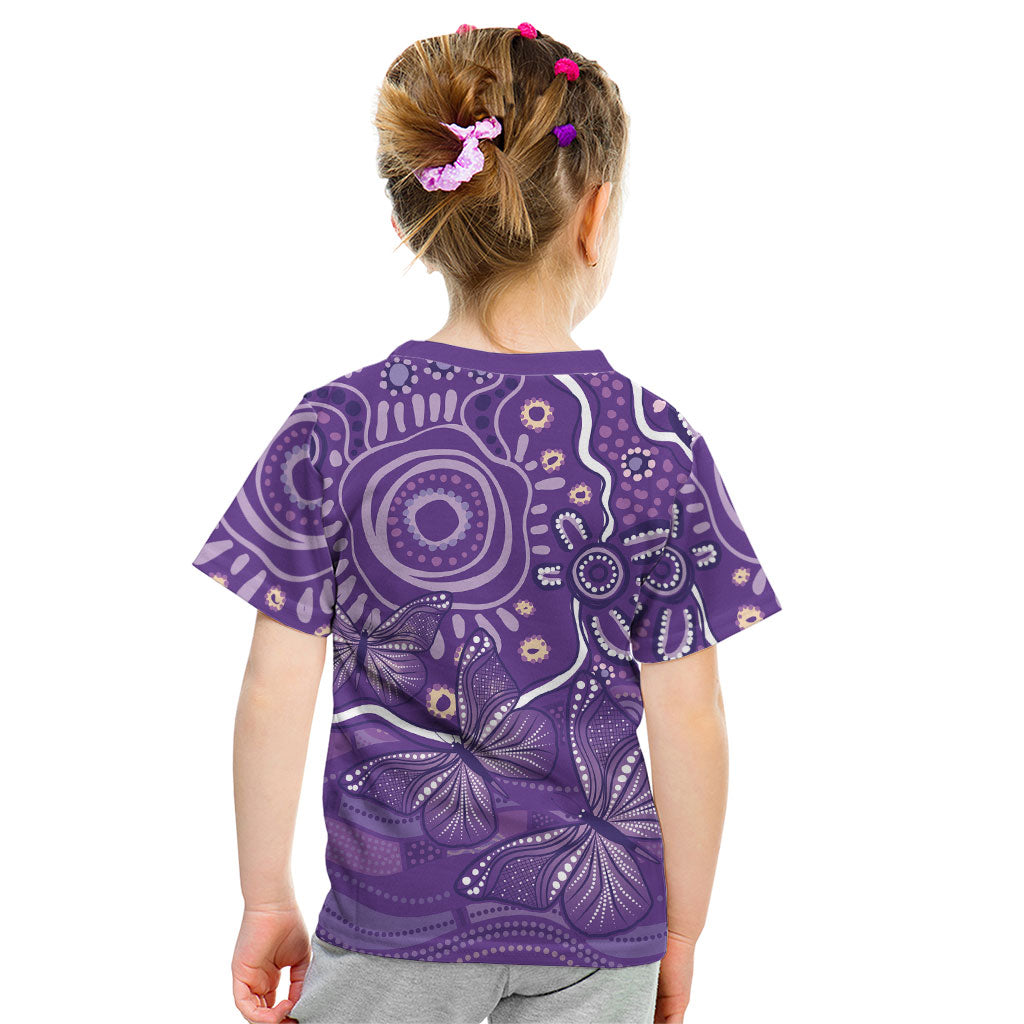 Australia Lupus Day Indigenous Kid T Shirt Purple Ribbon Aboriginal Butterflies