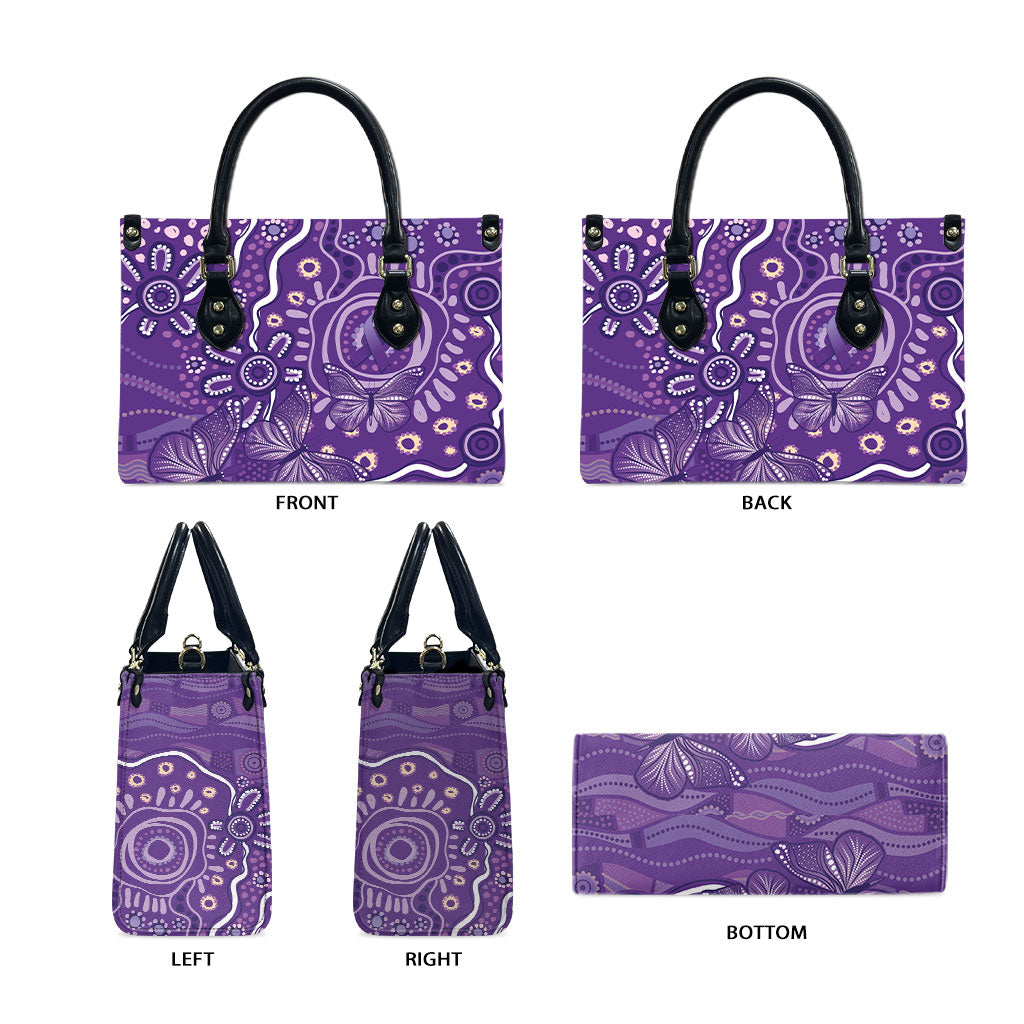 Australia Lupus Day Indigenous Leather Bag Purple Ribbon Aboriginal Butterflies
