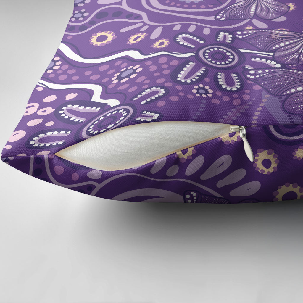Australia Lupus Day Indigenous Pillow Cover Purple Ribbon Aboriginal Butterflies