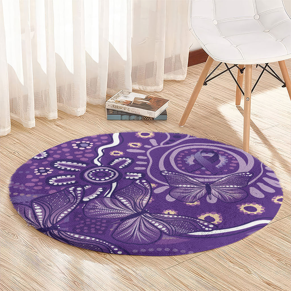 Australia Lupus Day Indigenous Round Carpet Purple Ribbon Aboriginal Butterflies