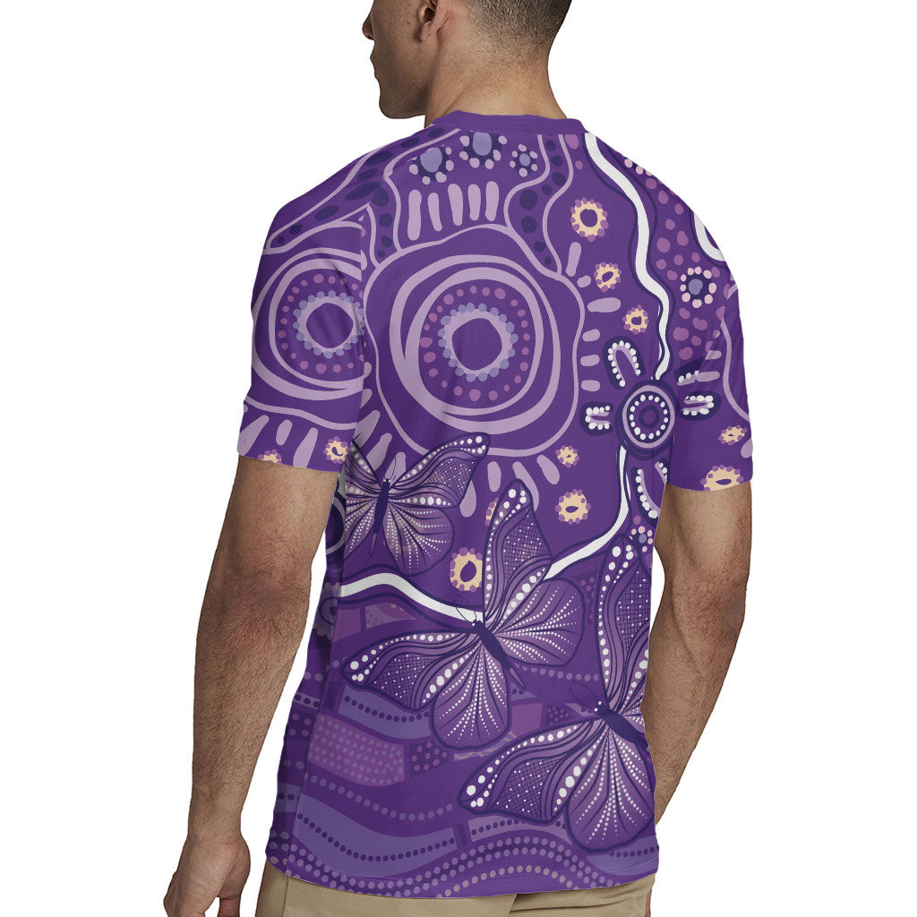 Australia Lupus Day Indigenous Rugby Jersey Purple Ribbon Aboriginal Butterflies