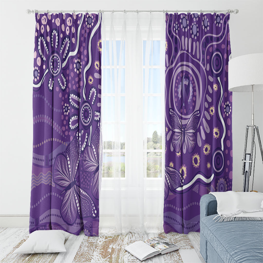 Australia Lupus Day Indigenous Window Curtain Purple Ribbon Aboriginal Butterflies