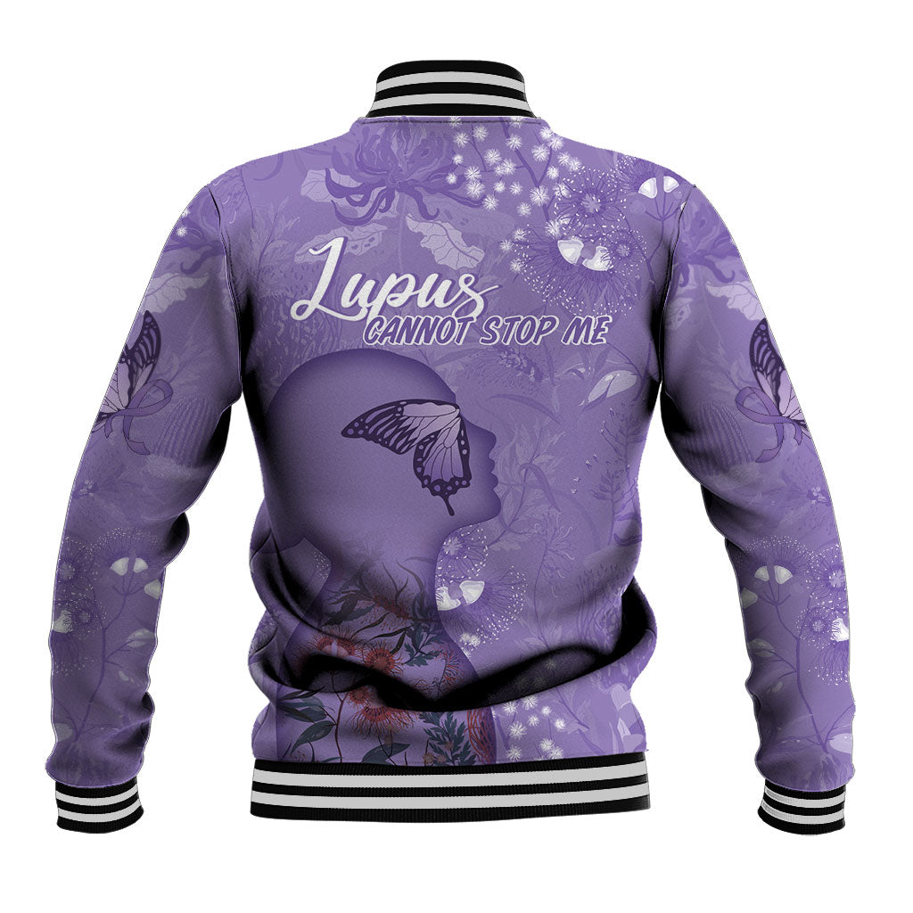 Lupus Cannot Stop Me Australia Floral Baseball Jacket Purple Ribbon