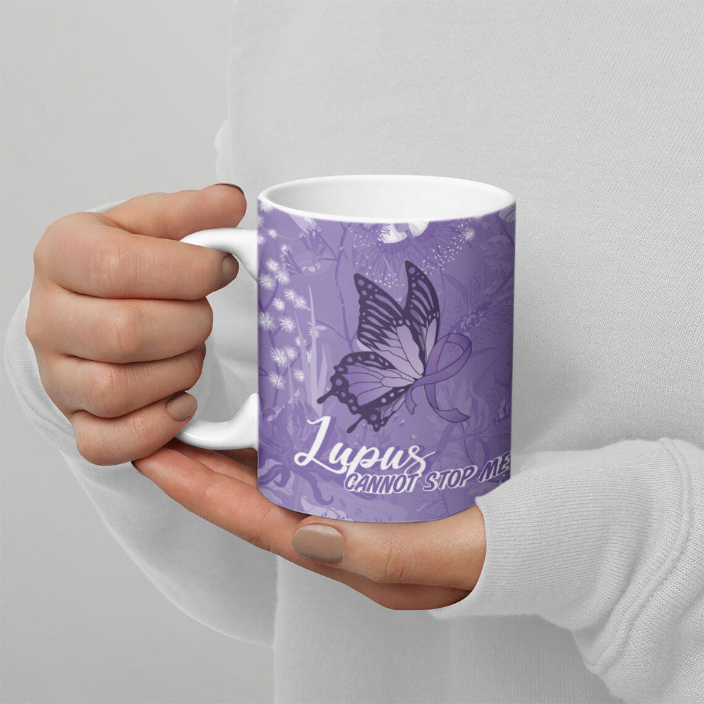 Lupus Cannot Stop Me Australia Floral Ceramic Mug Purple Ribbon