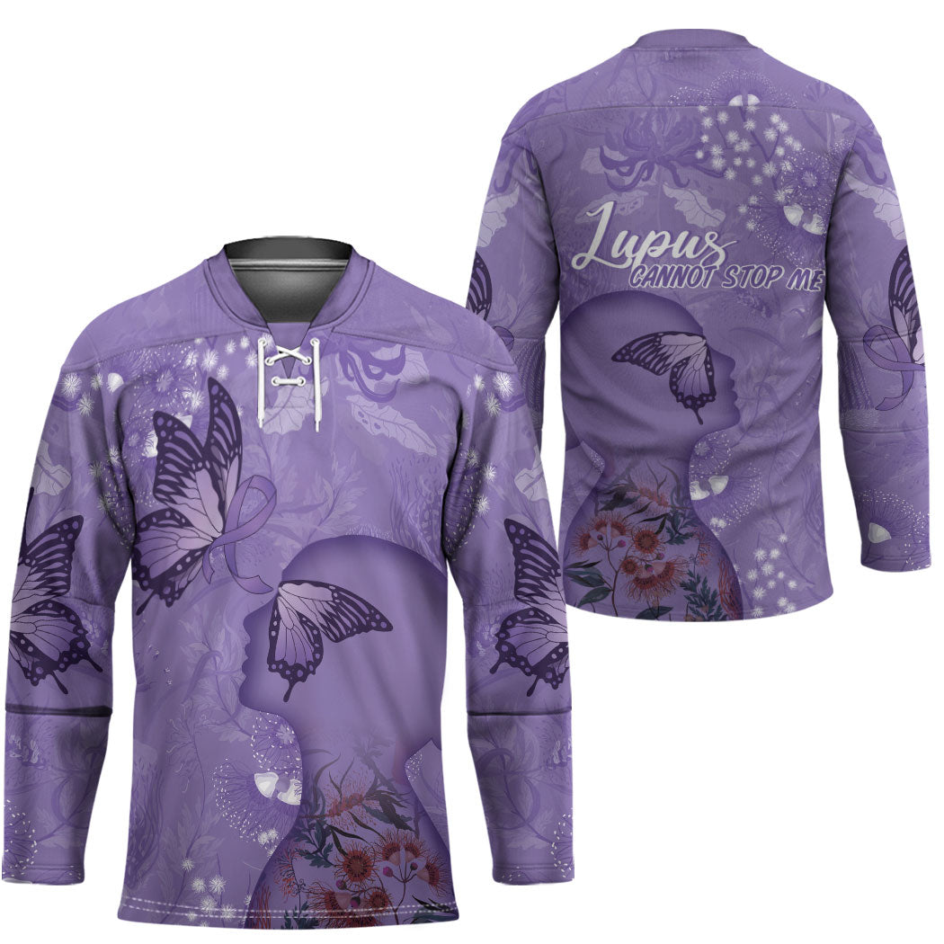 Lupus Cannot Stop Me Australia Floral Hockey Jersey Purple Ribbon