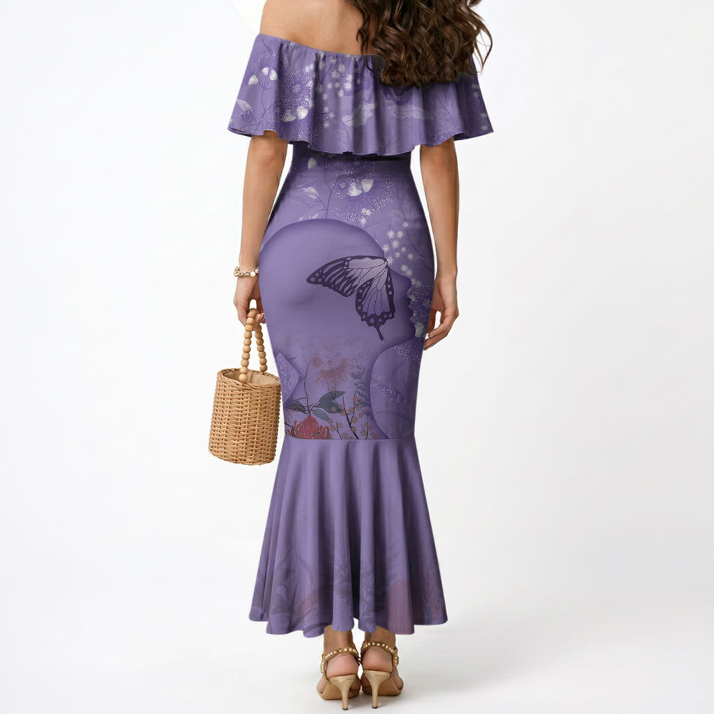 Lupus Cannot Stop Me Australia Floral Mermaid Dress Purple Ribbon