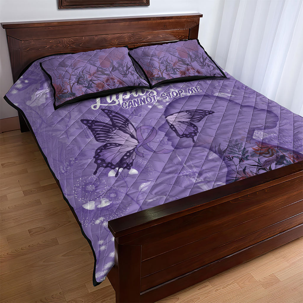 Lupus Cannot Stop Me Australia Floral Quilt Bed Set Purple Ribbon