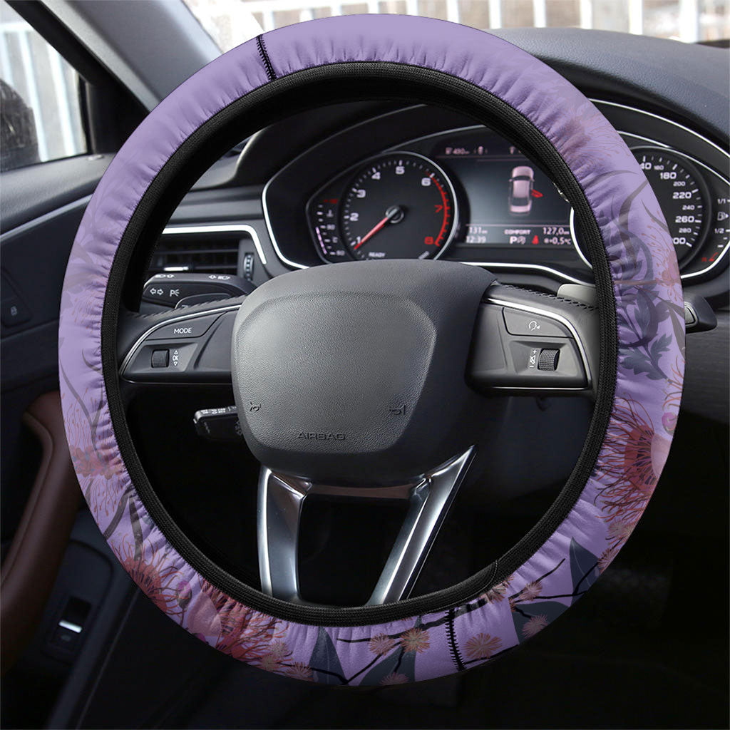 Lupus Cannot Stop Me Australia Floral Steering Wheel Cover Purple Ribbon