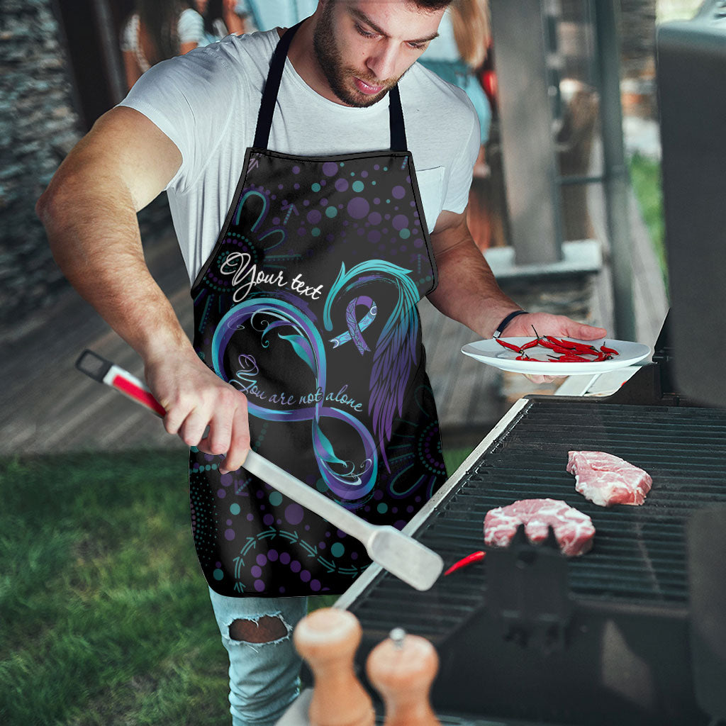 Personalized Australia Indigenous Infinity Heart Apron Purple Teal Ribbon You Are Not Alone