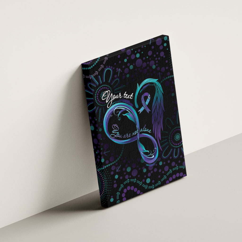 Personalized Australia Indigenous Infinity Heart Canvas Wall Art Purple Teal Ribbon You Are Not Alone