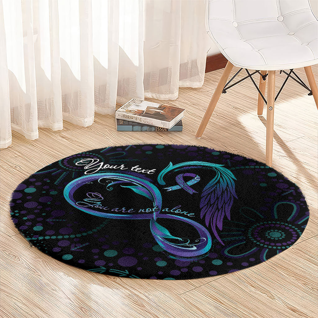 Personalized Australia Indigenous Infinity Heart Round Carpet Purple Teal Ribbon You Are Not Alone