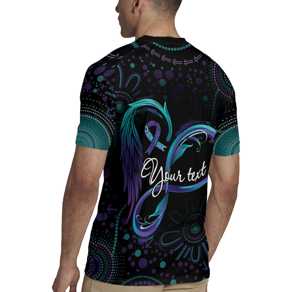 Personalized Australia Indigenous Infinity Heart Rugby Jersey Purple Teal Ribbon You Are Not Alone