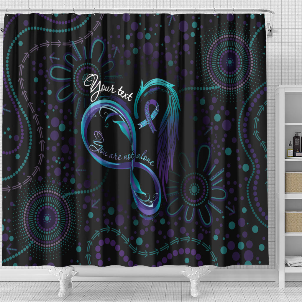 Personalized Australia Indigenous Infinity Heart Shower Curtain Purple Teal Ribbon You Are Not Alone