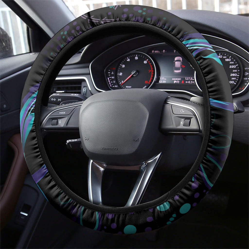 Australia Indigenous Infinity Heart Steering Wheel Cover Purple Teal Ribbon You Are Not Alone