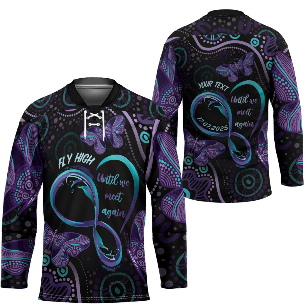 Personalized Australia Infinity Heart Indigenous Hockey Jersey Fly High Until We Meet Again
