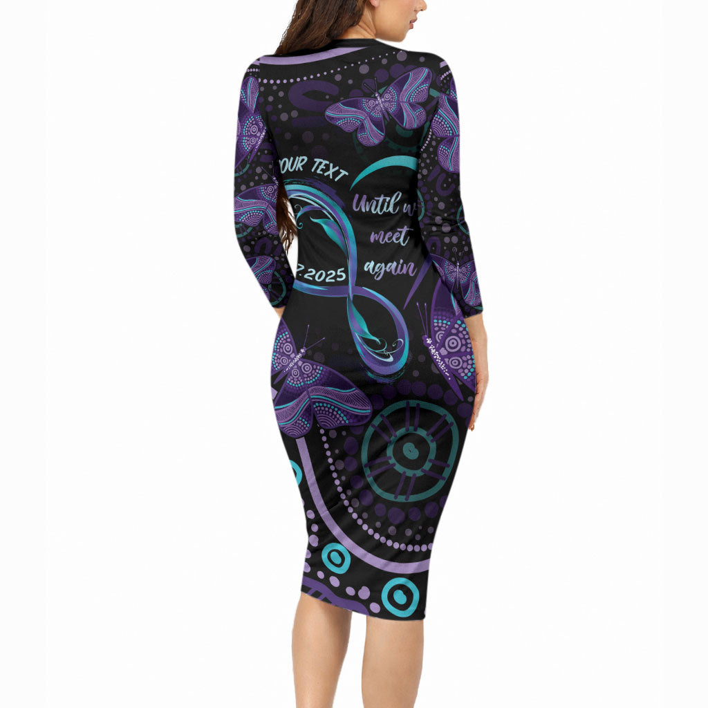 Personalized Australia Infinity Heart Indigenous Long Sleeve Bodycon Dress Fly High Until We Meet Again