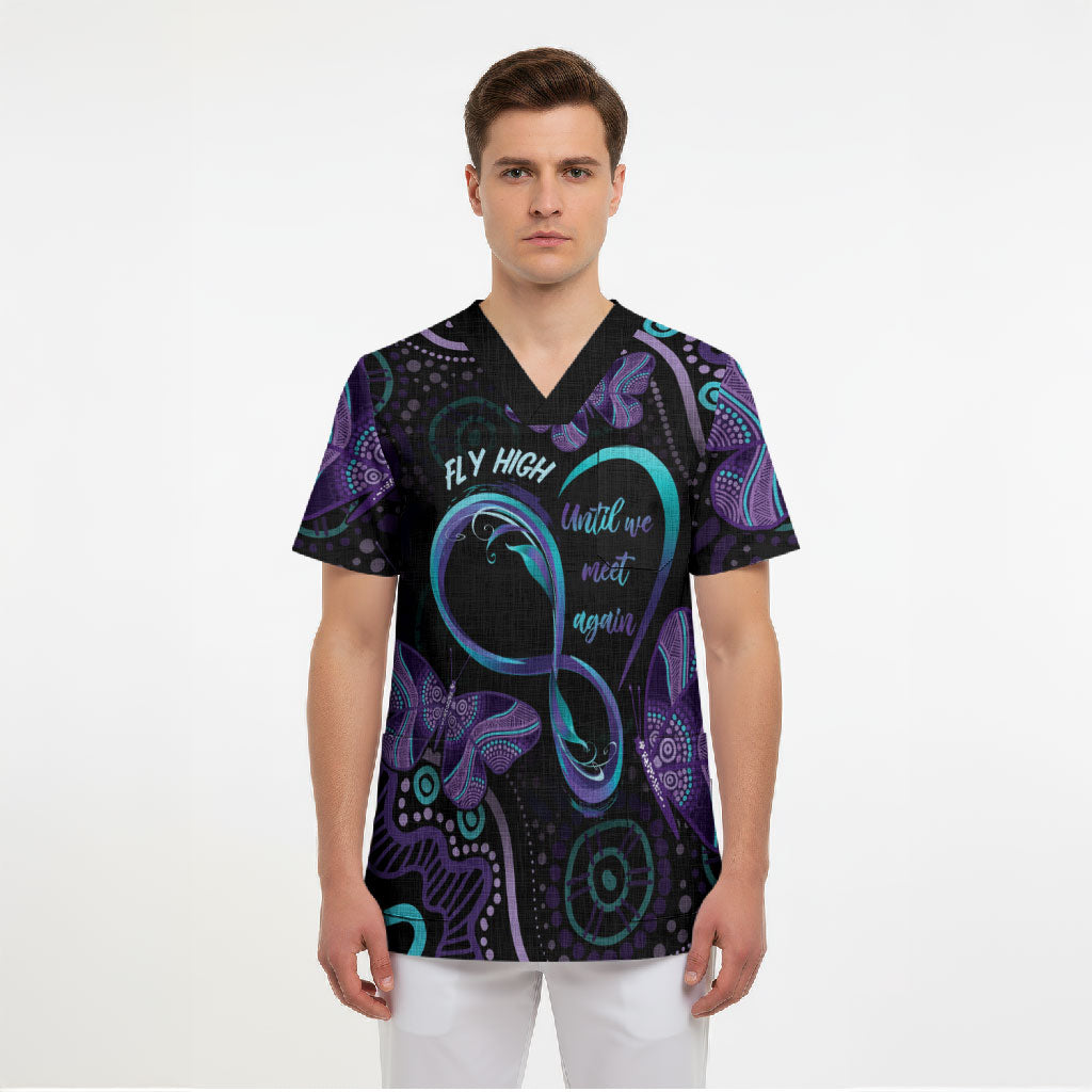 Personalized Australia Infinity Heart Indigenous Scrub Top Fly High Until We Meet Again