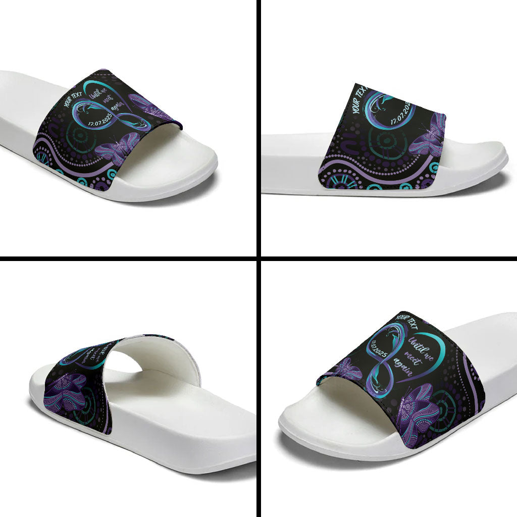 Personalized Australia Infinity Heart Indigenous Slide Sandals Fly High Until We Meet Again