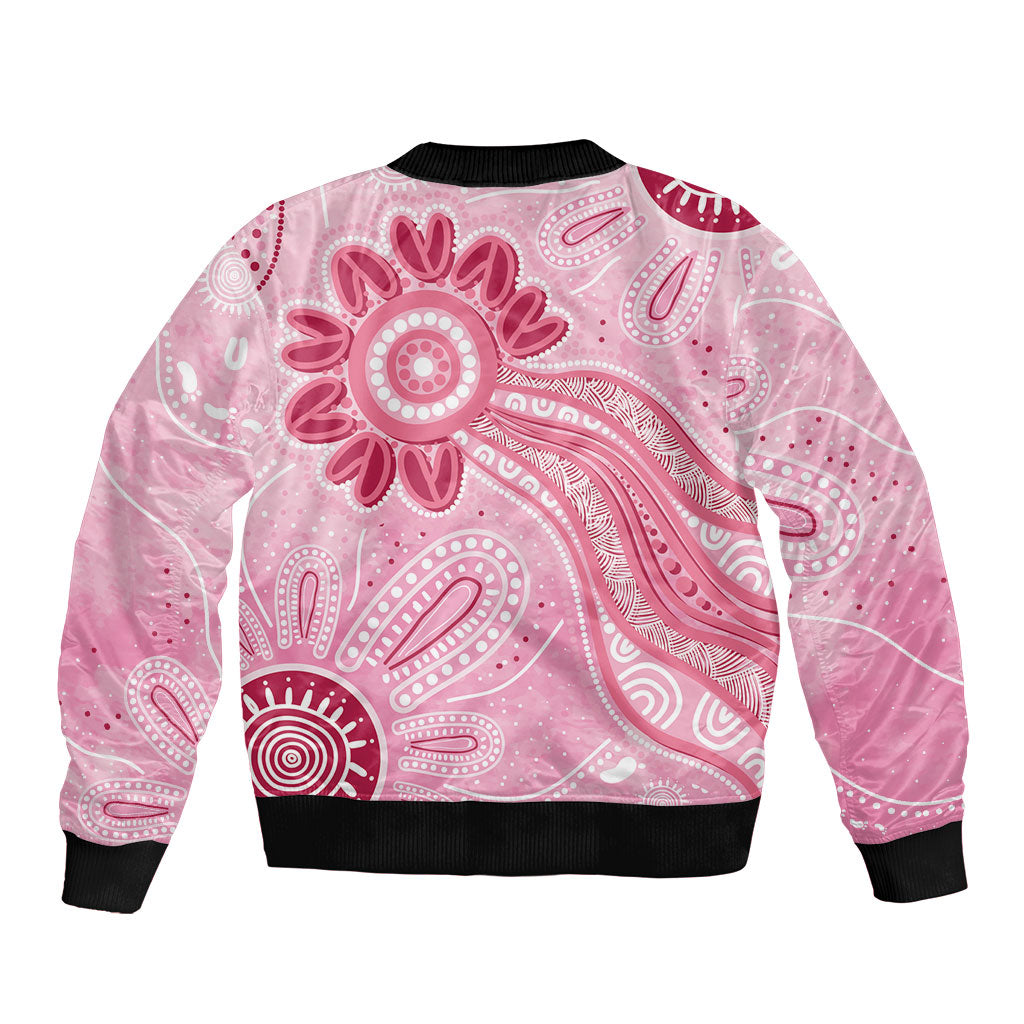 First Nation Aboriginal Dot Arts Bomber Jacket Think Pink