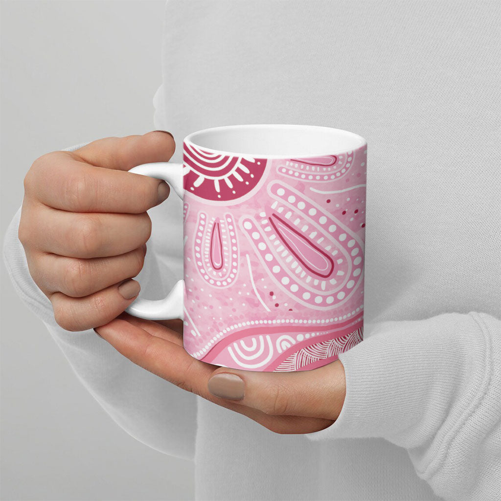 First Nation Aboriginal Dot Arts Ceramic Mug Think Pink