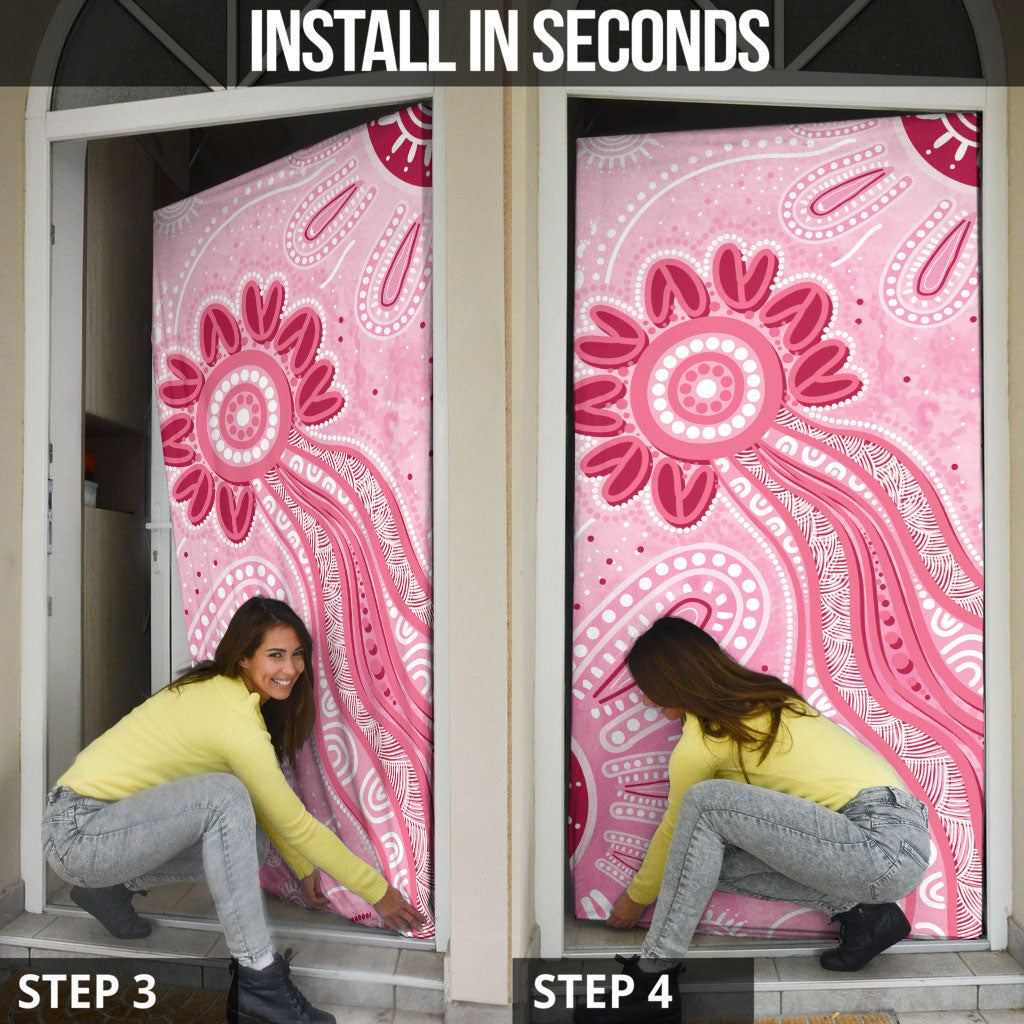 First Nation Aboriginal Dot Arts Door Cover Think Pink