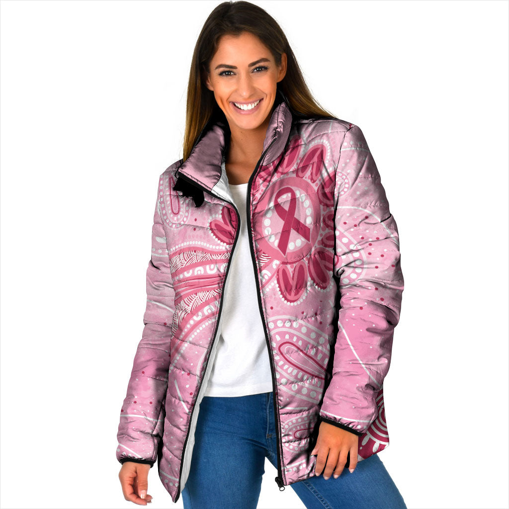 First Nation Aboriginal Dot Arts Padded Jacket Think Pink