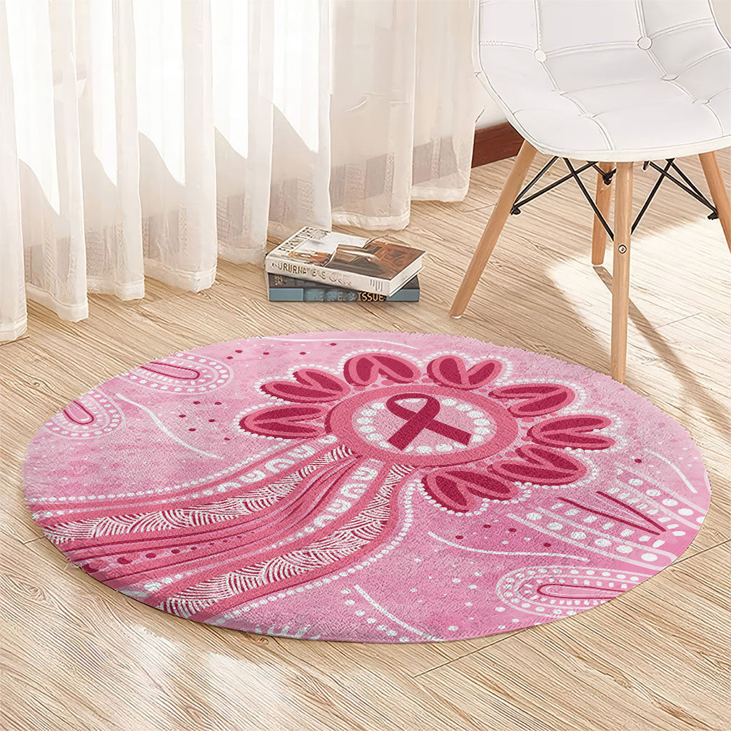 First Nation Aboriginal Dot Arts Round Carpet Think Pink