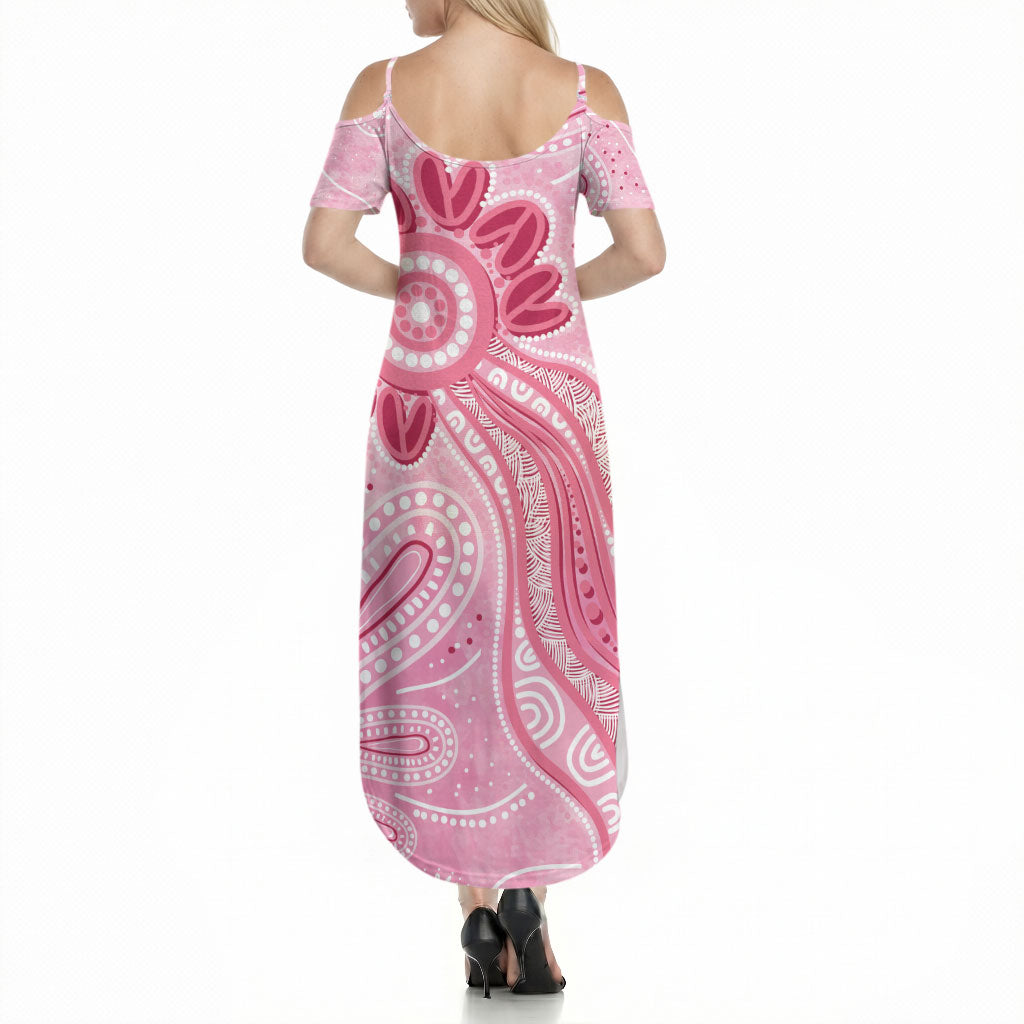 First Nation Aboriginal Dot Arts Summer Maxi Dress Think Pink