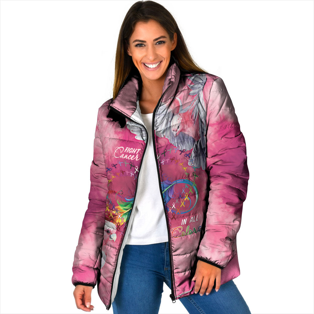 Australia Fight Cancer In All Colors Padded Jacket Galah Pink Tie Dye