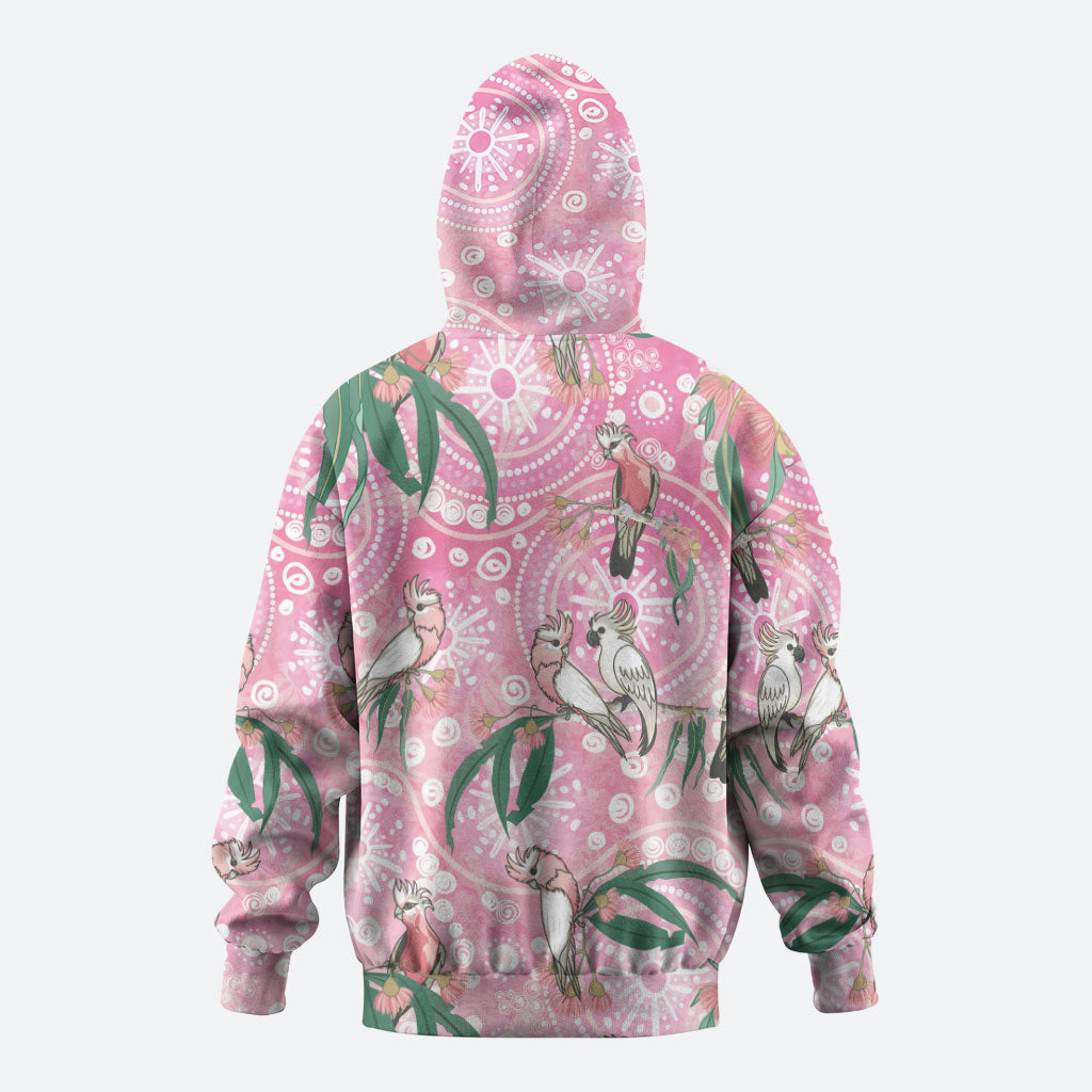 Australia Galah Aboriginal Zip Hoodie Breast Cancer Month