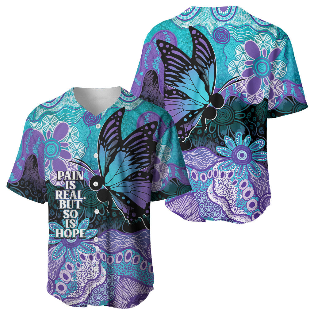 Australia Indigenous Teal Purple Contemporary Aboriginal Art Baseball Jersey Hope Is Real