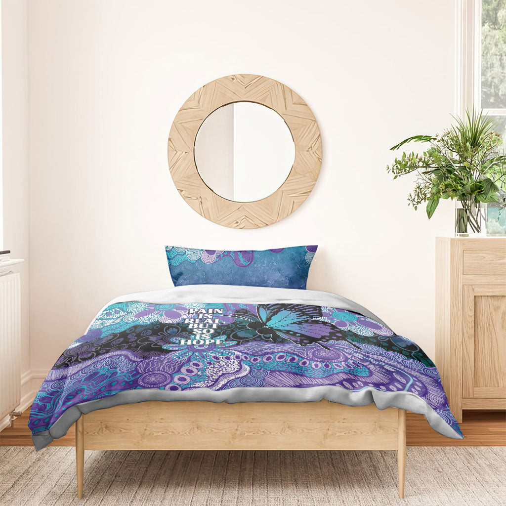 Australia Indigenous Teal Purple Contemporary Aboriginal Art Bedding Set Hope Is Real