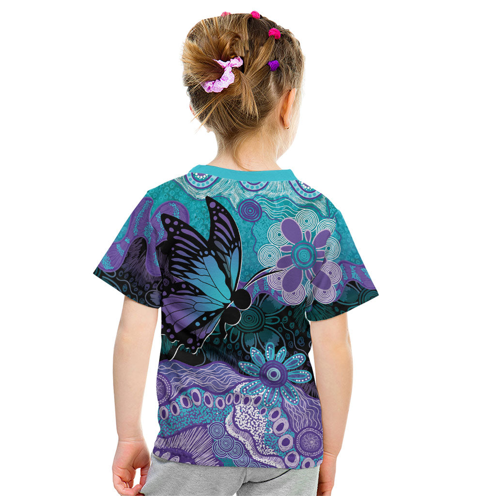Australia Indigenous Teal Purple Contemporary Aboriginal Art Kid T Shirt Hope Is Real